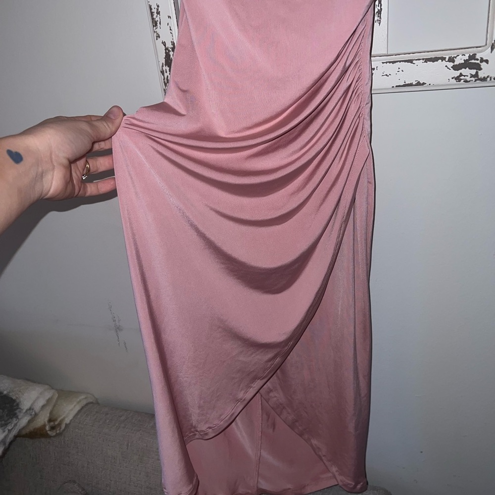 Cowl neck pink dress